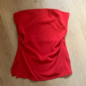 Red Strapless Crop Top